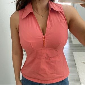 Loft Coral Tank Collared Top